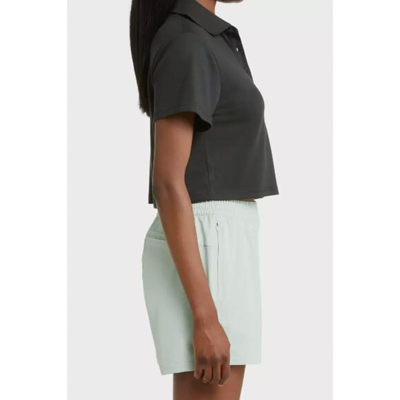 OUTDOOR VOICES Womens Birdie Cropped Polo Shirt Black XXL Short Sleeve NWT - Picture 3 of 11